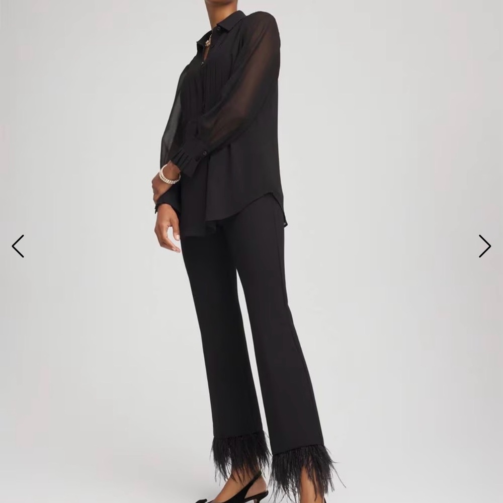 Chico's Deep Purple Pants with Feather Detail